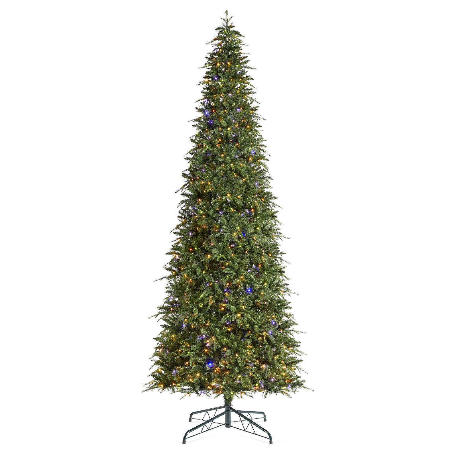Radiant Evergreen Fir-11Ft Prelit Green Slim Fir Christmas Tree With Lights, 11'