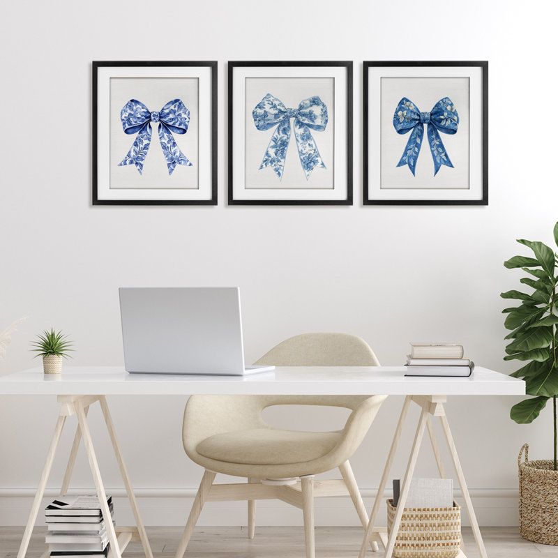 Ensemble de 3 reproductions encadrées sous verre Vintage Toile, Cadre noir minuit, H 16 po x l 13 po