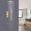 Système de douche thermostatique avec valve brute, pomme de douche à effet pluie or brossé de 10 pouces et ensemble de robinet de douche à main à 3 poignées-90656522