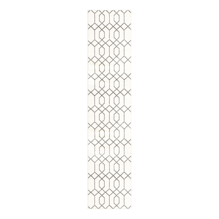 Glam Geometric White Silver Area Rug