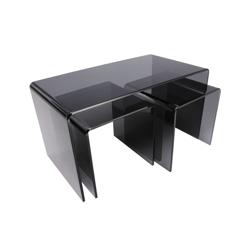 Vonda Glass Top Sled Nesting Tables