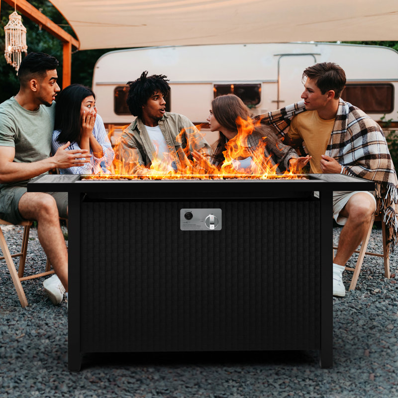 45" Outdoor Propane Fire Pit Table 50000 BTU with Lid