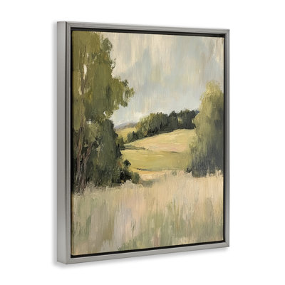 Cadre flottant Painterly Green Valley View, design par Petal Prints Design