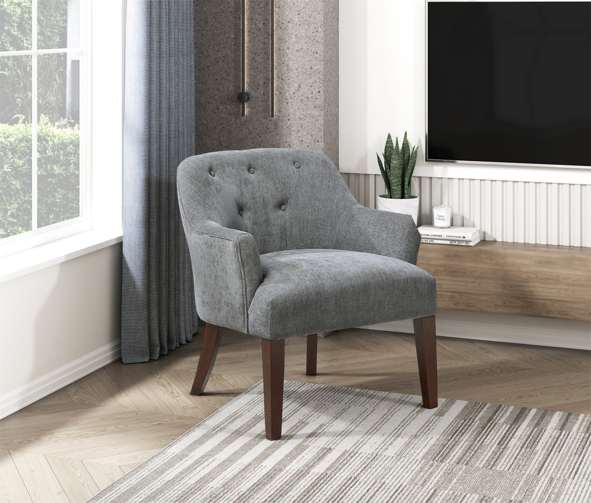 George Oliver Modern Tufted Back Accent Chair Sturdy Plywood Frame ...