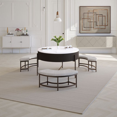 Ensemble de tables basses 31,5 po - Table de rangement moderne avec 3 repose-pieds (solution de salon peu encombrante)
