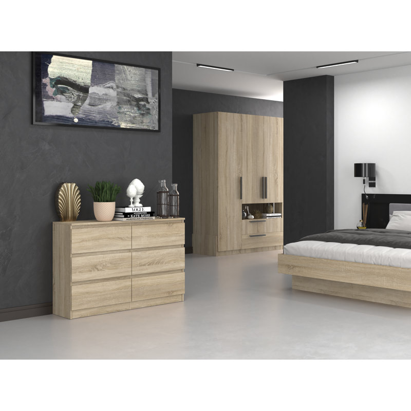 Olhouser 120cm W 6 - Drawer Chest of Drawers, Sonoma Oak