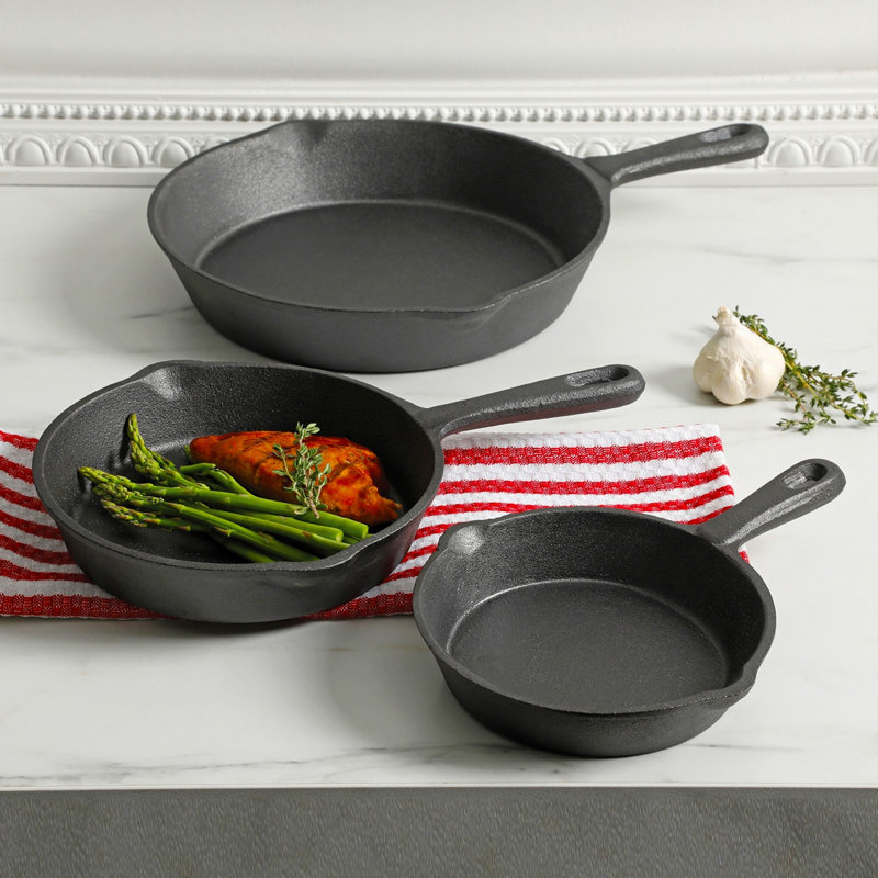 Gibson Pre-Seasoned Black Cast Iron Skillet Set, 3 Pieces