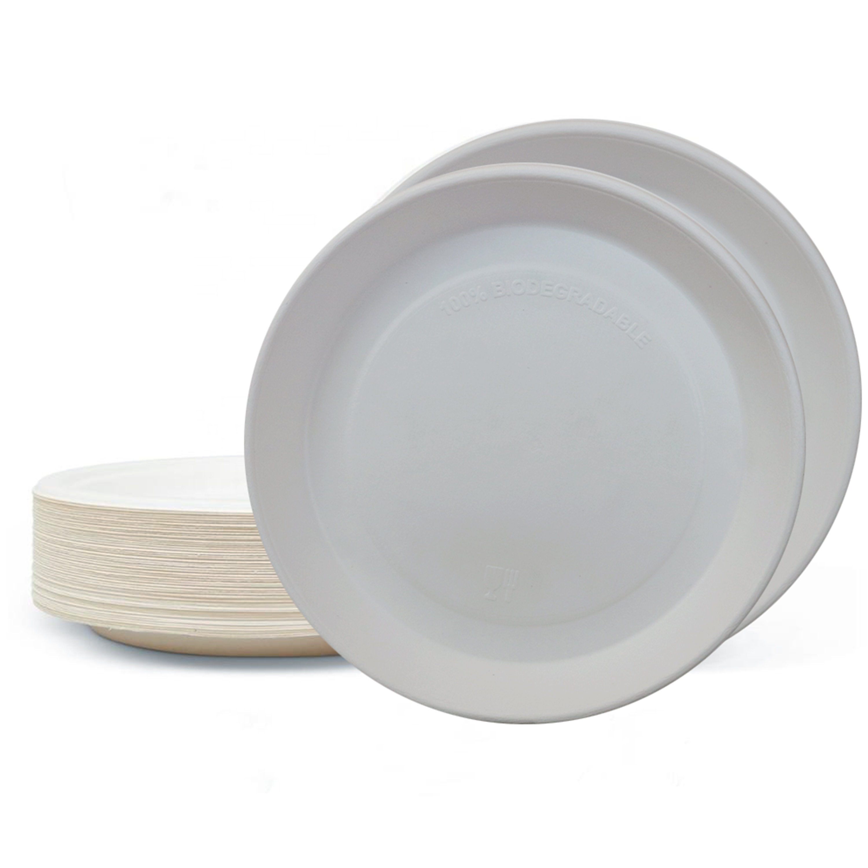 50 Count 100% Compostable 6-Inch Plates EcoQuality - Natural