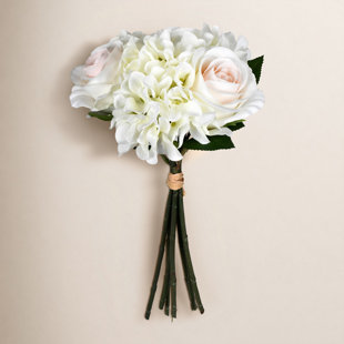 14" Artificial Rose and Hydrangea Bundle (Set of 4)