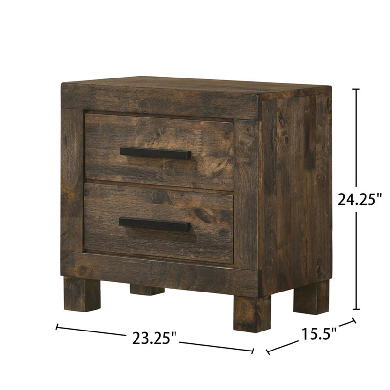 Table de chevet 2 tiroirs en panneau de fibres à densité moyenne