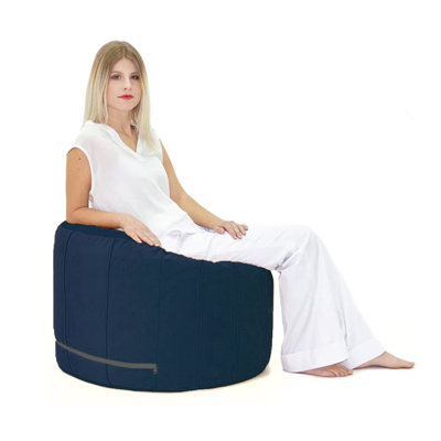 Medium Round Bud Velvet Bean Bag Cover - 27.5" X 27.5" - Denim Blue
