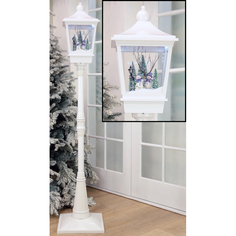 Snowing Snowman Lamp Post
