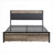 For primary or guest bedroom, black and cool gray metal MDF full size modern platform bed with storage