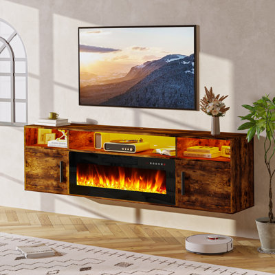 Alazik Floating TV Stand with 36" Electric Fireplace