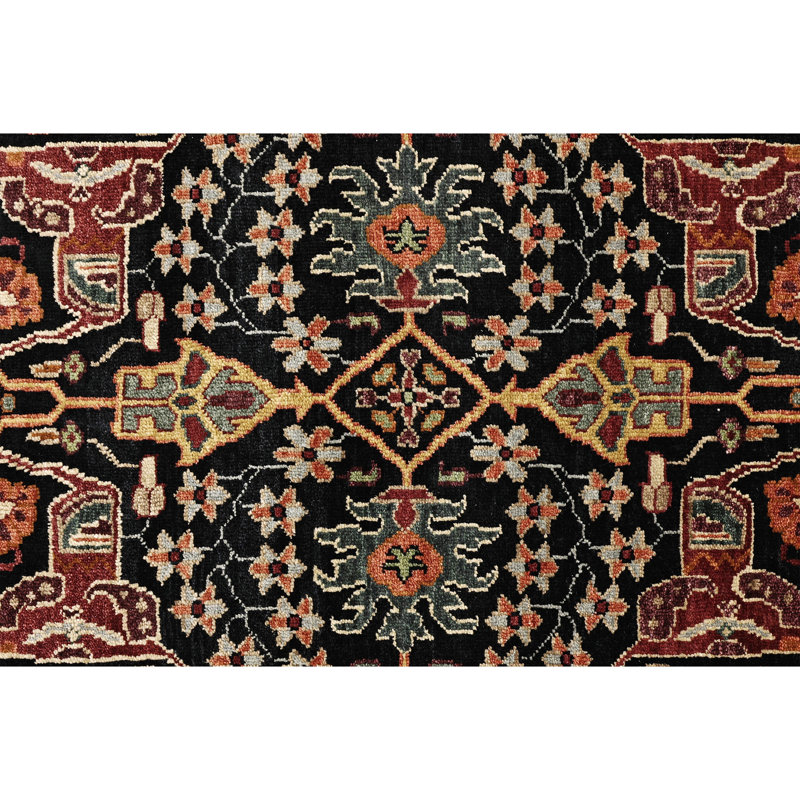 High-Quality Hand-Knotted Blue And Red Area Rug, Rectangle 10' x 14'