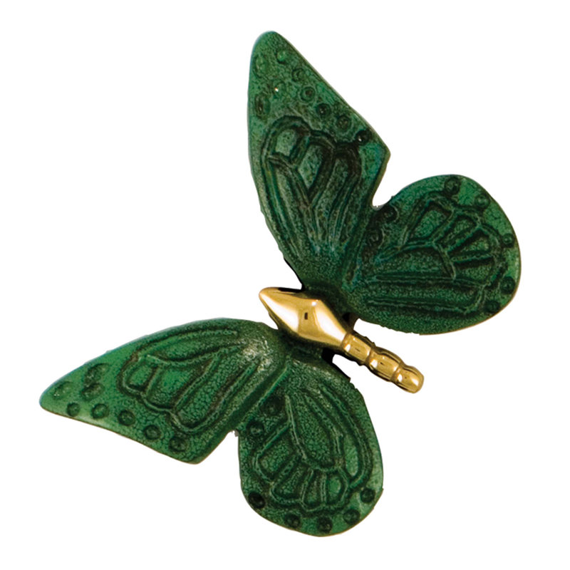 Monarch Butterfly Push Button Doorbell, Brass/Green Patina