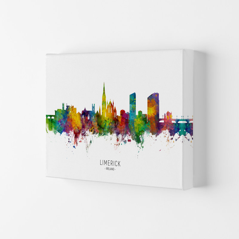 Limerick Ireland Skyline by Michael Tompsett - Print, 29.7cm H x 42cm W x 4cm D, Wrapped Canvas