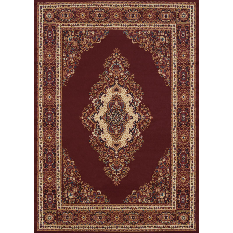 Tapis bourgogne / bleu marine / ivoire Argenta, Rectangle 7 pi 10 po x 10 pi 6 po