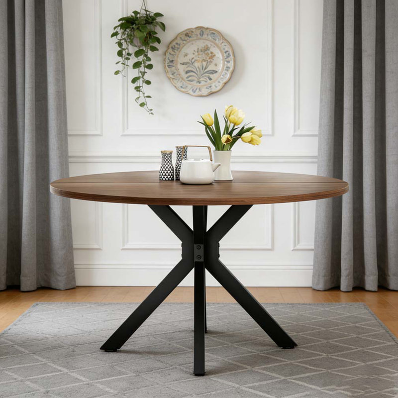 Table de salle à manger 47,2 "en bois massif pour 4-6 personnes, Noyer