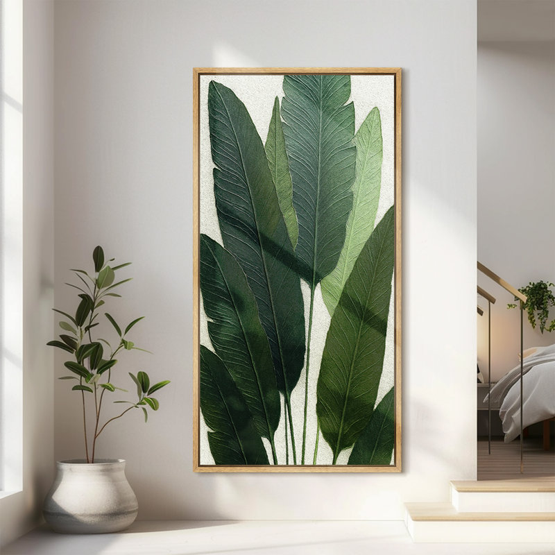 "Deep Green Botanical Leaves", très grandes photos, impression sur toile encadrée, Naturel, H 60 po x l 30 po x P 1,5 po