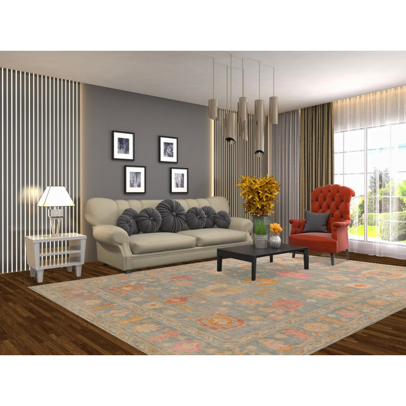 Tapis bleu All-Over Oushak 8 x 11