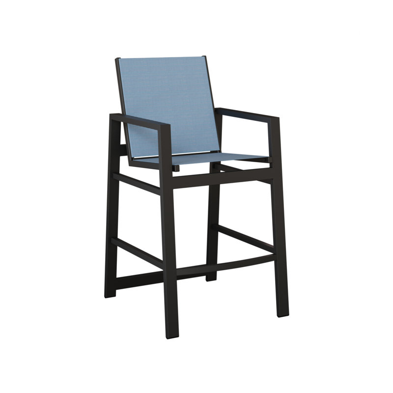 Berlin Gardens Vida Aluminum Bar Chair With Sling Fabric, Dupione Poolside, Matte Black
