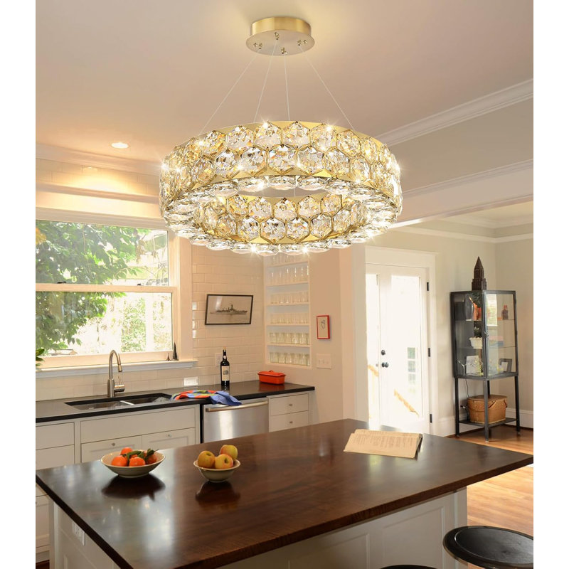 Lustre moderne pour salle à manger, Anneau 16 po, Doré