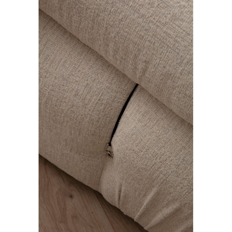 Scandinavian 1-Seat Sofa, Cream Color, 37.4 x 37.4 x 29.5 inches | Beech Wood Frame & Chipboard | 100% Polyester Fabric, 28 DNS Foam Back | Detachable Back, Customizable, Dry-Cleanable | Elegant for Hotels & Entertainment