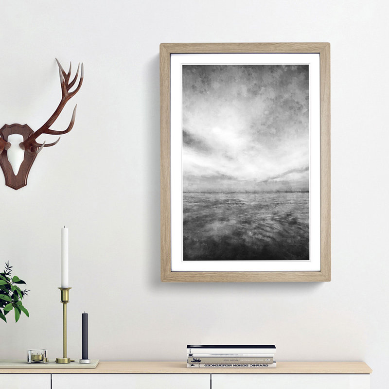 Beach Horizon - Picture Frame Graphic Art Print, 87cm H x 62cm W x 2cm D, Oak Framed