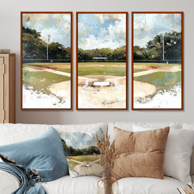 Baseball Field Landscape - Sport Baseball Wall Art Print Set