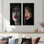 «Black and White Woman with Red Lips I - Fashion Woman», ensemble de 2 pièces d'art mural