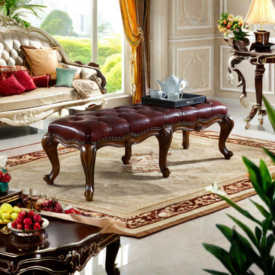 Ashmin Genuine Leather Upholstered Bench