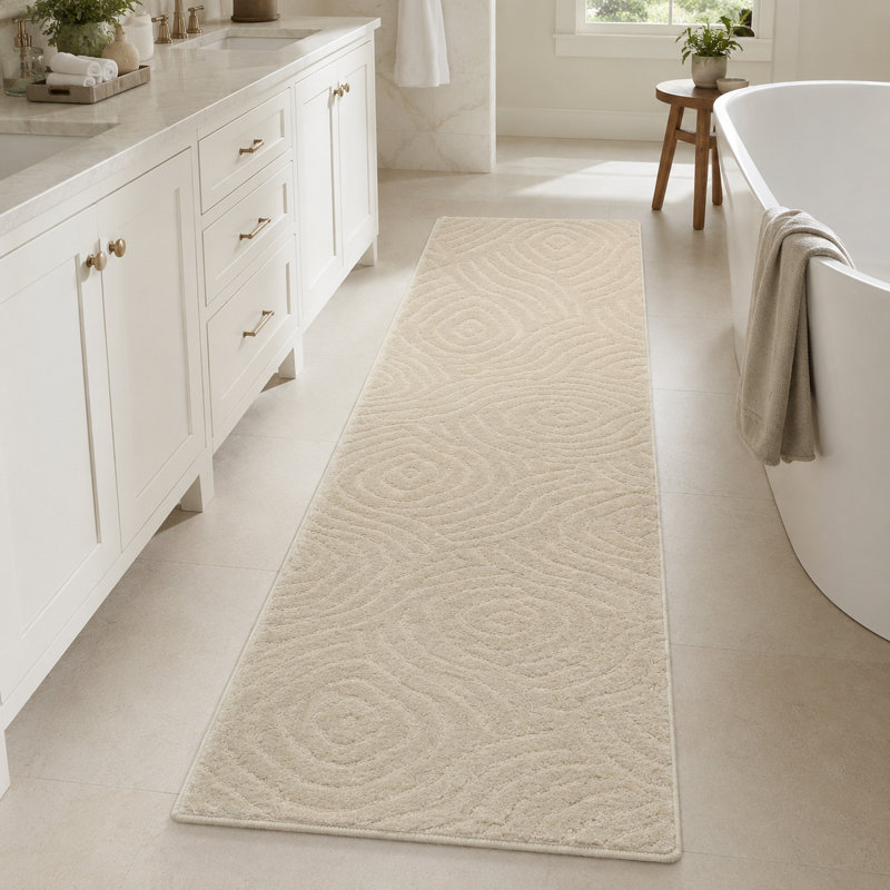 Tapis de couloir moelleux à coupe ondulée Serenity Soft, Ivory, 25 ft