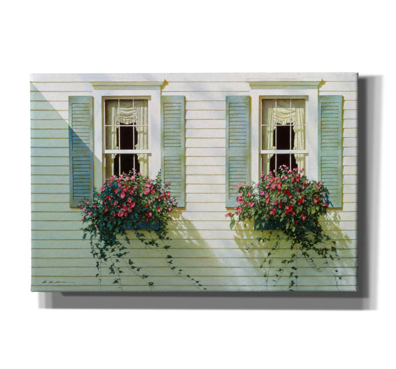 «Windows With Flowerboxes» par Zhen-Huan Lu, art mural sur toile, H 12 po x l 18 po x P 0,75 po
