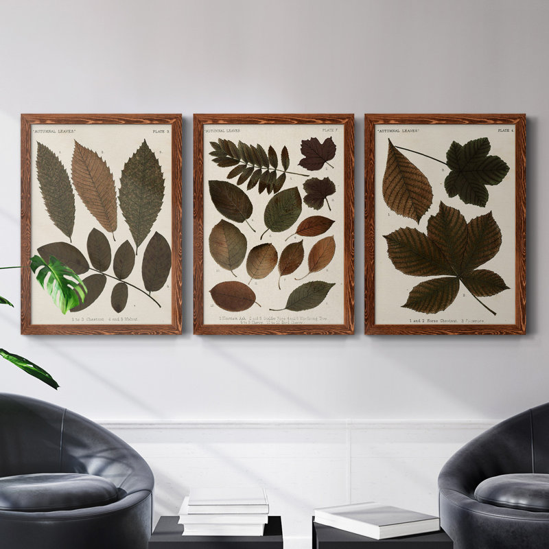 Autumnal Leaves I - Ensemble de 3 peintures sur toile encadrées, Érable, H 43,5 po x l 31,5 po x P 1 po