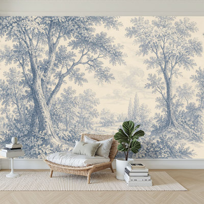 Papier peint adhésif à motif de feuilles de forêt rétro pastorale décorative auto-adhésive amovible papier contact mural pour salon chambre à coucher H 100 po x l 144 po