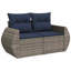 6 Piece Garden Sofa Set With Cushions Black Poly Rattan Acacia