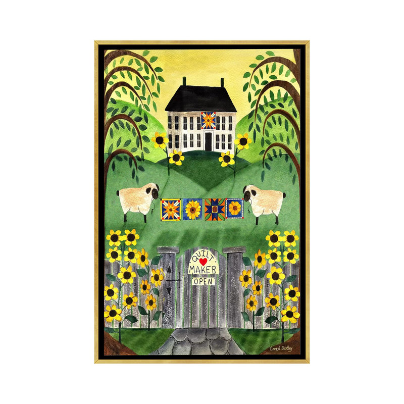 ensemble de courtepointe 2 moutons par Cheryl Bartley-impression d’art graphique, H 26 po x l 18 po x 1,5 po, Pas de tapis