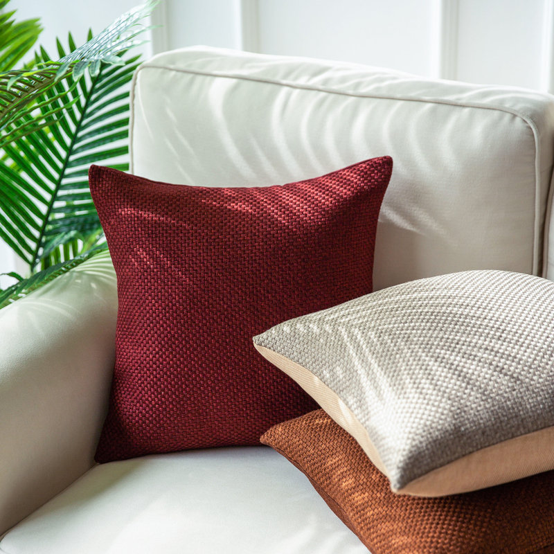 Brown Woven Textured Decorative Throw Pillow Set, 12" x 20"