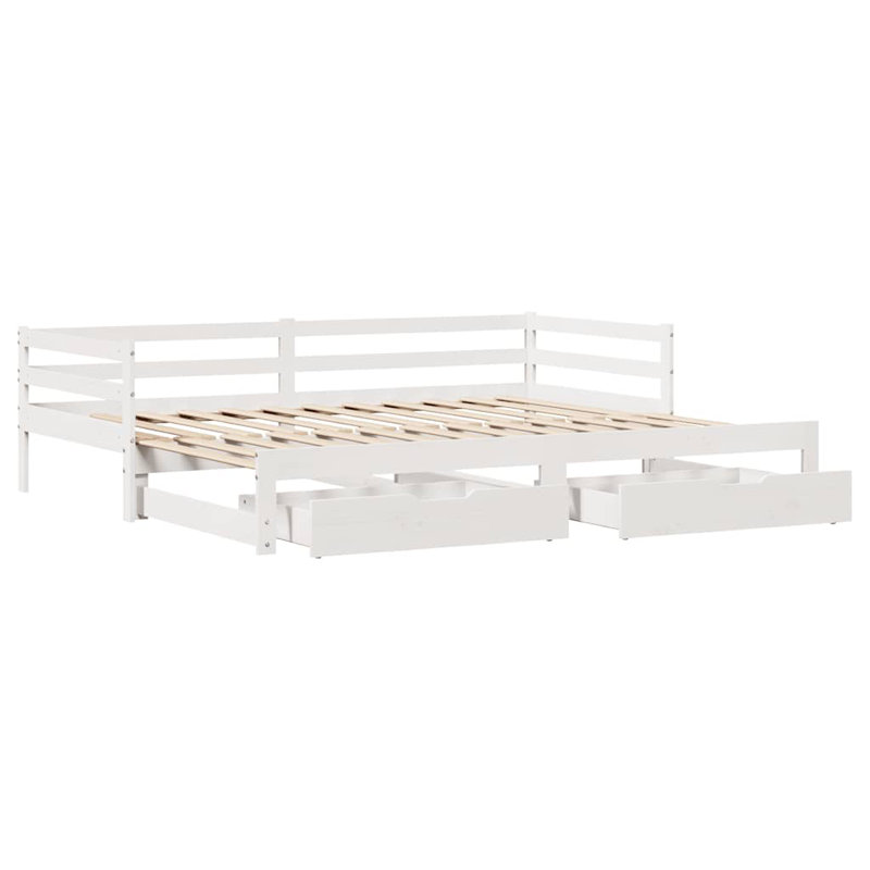 Blasingim Solid Wood Daybed with Trundle, 56.5 x 203.5cm, White