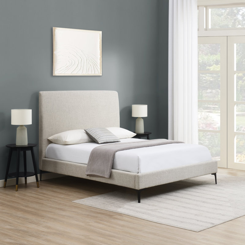 Jadan Upholstered Platform Bed, Queen, Cream