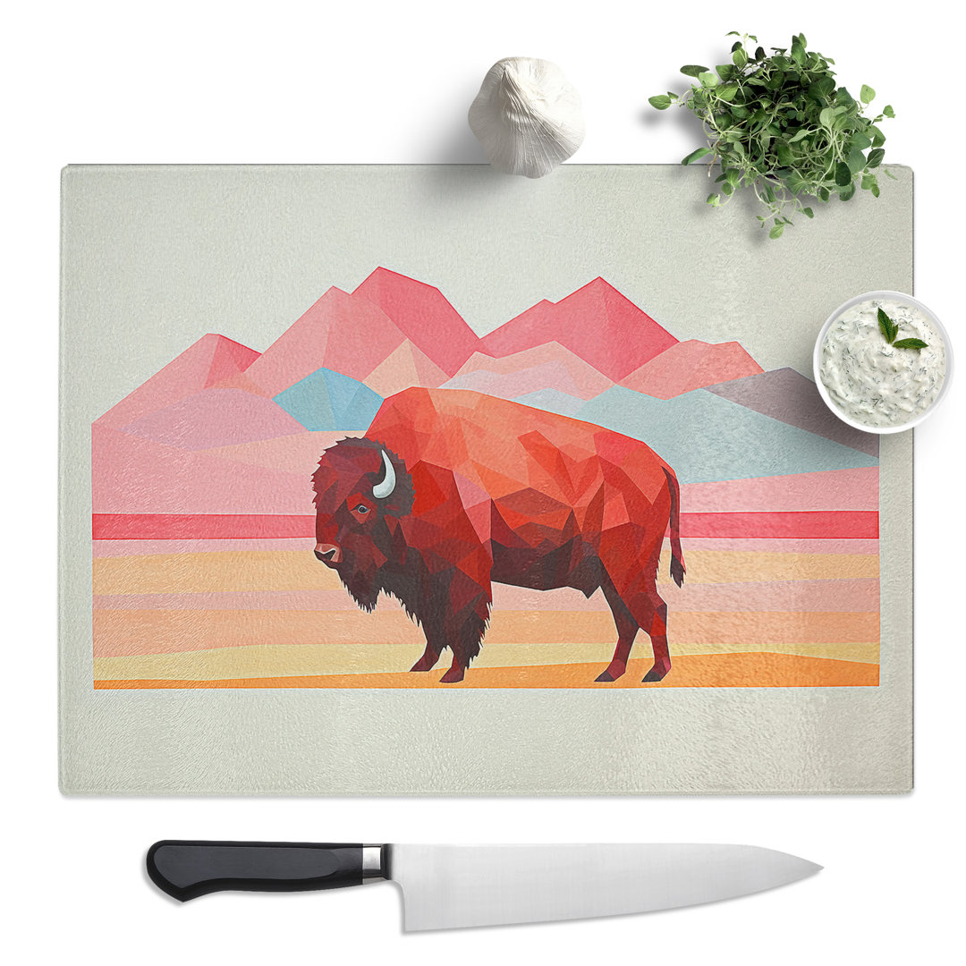 Bison Buffalo Minimalism No.2  Glass Chopping Board