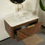 Meuble-lavabo flottant noyer 36 po avec lavabo rectangulaire en marbre, capteur DEL et tiroir Absher-1007304173