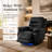 42" W Black Power Recliner Chair with USB Port, LED Lights, Pillow-Top Arms, and Breathable Leather Upholstery-1290738574