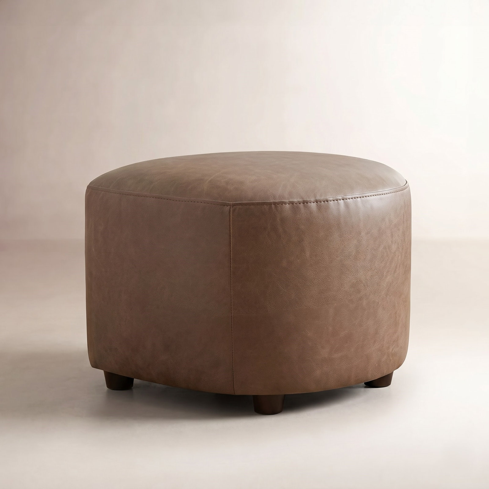 Bobbi 22" Genuine Leather Ottoman, Camel