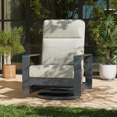 Chaise pivotante à haut dossier d'extérieur en aluminium avec coussins de 6 pouces