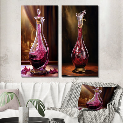 Carafe à vin rose Dreams - Ensemble de 2 décorations murales en verre