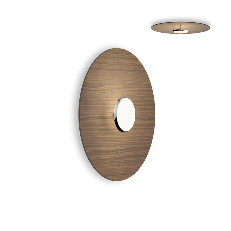 Sky Flush Dome, Walnut, 24" H x 24" W x 4" D, Polished Aluminum