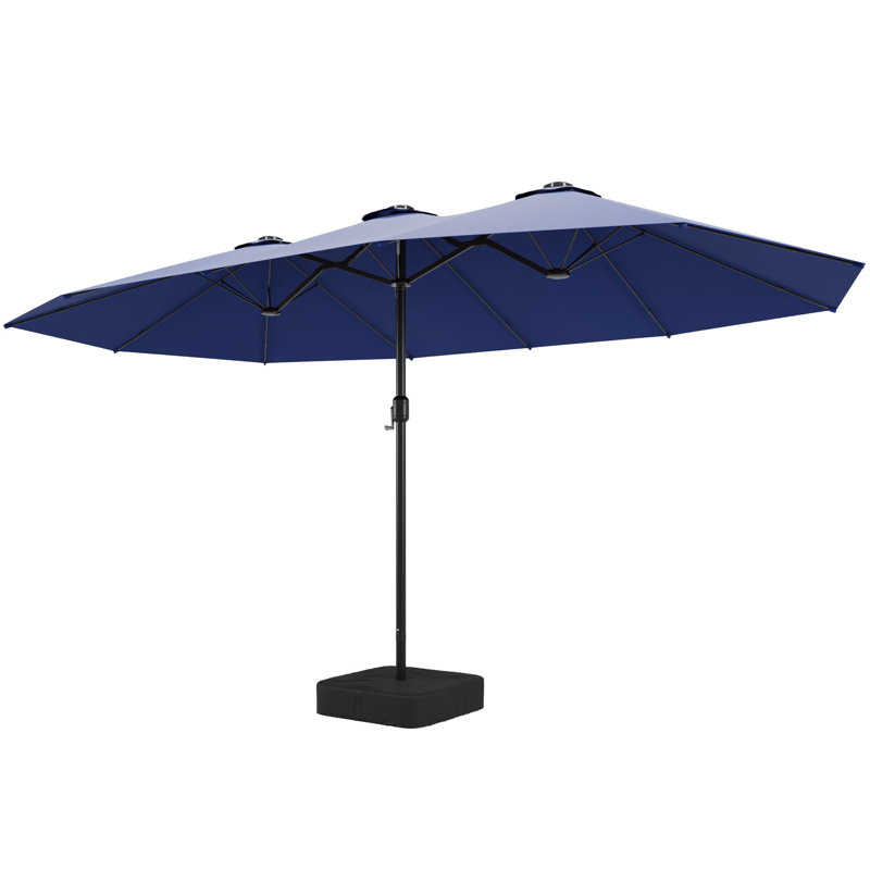 Parasol de marché rectangulaire avec base de 15 pi x 9 pi 10 ans sans décoloration, 15 Ft, Marine