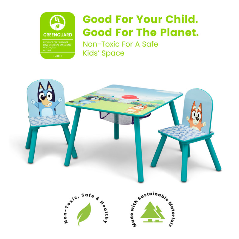 Bluey Kids Table And Chair Set With Storage (2 Chairs Included) Delta Children - Greenguard Gold Certified